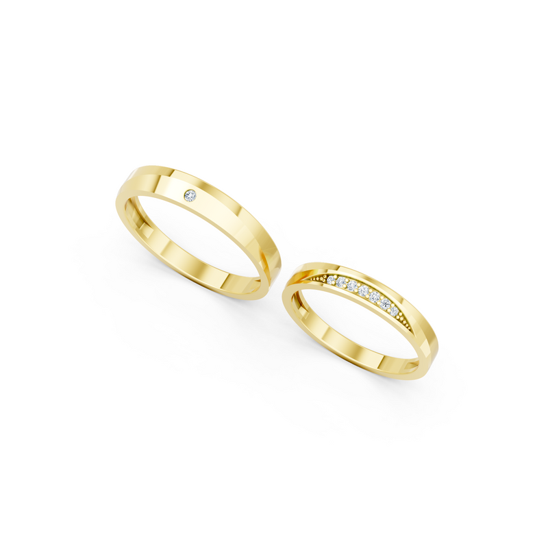 Elvar Diamond Wedding Band Set detail