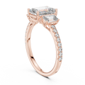 Elara Three Stone Emerald Cut Diamond Ring