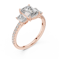 Elara Three Stone Emerald Cut Diamond Ring