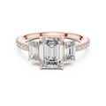 Elara Three Stone Emerald Cut Diamond Ring