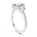 Elara Three Stone Emerald Cut Diamond Ring