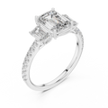 Elara Three Stone Emerald Cut Diamond Ring