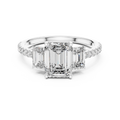 Elara Three Stone Emerald Cut Diamond Ring