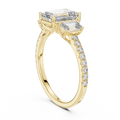 Elara Three Stone Emerald Cut Diamond Ring