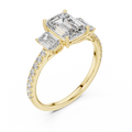 Elara Three Stone Emerald Cut Diamond Ring