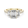 Elara Three Stone Emerald Cut Diamond Ring