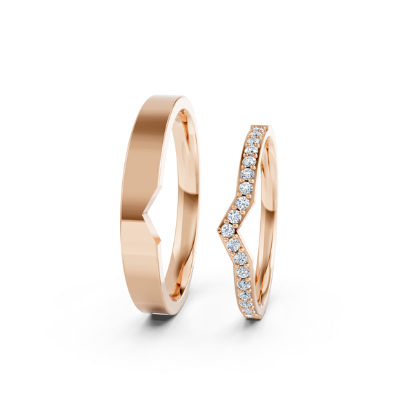 Elara V-Shaped Diamond Wedding Band Set