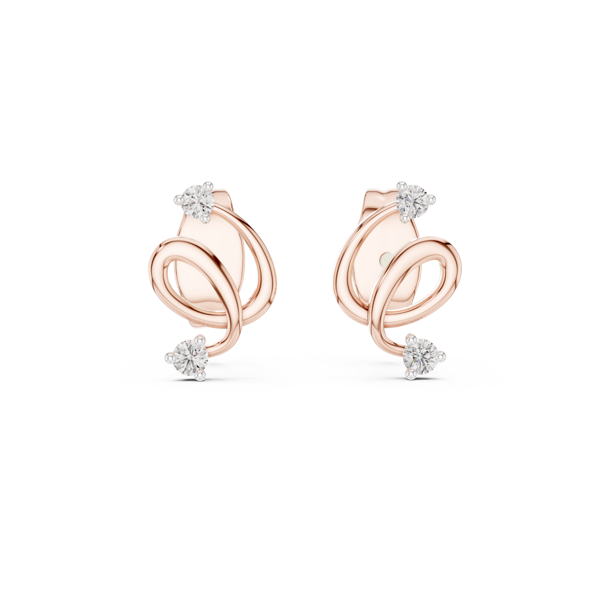 Elara Diamond Swirl Stud Earrings