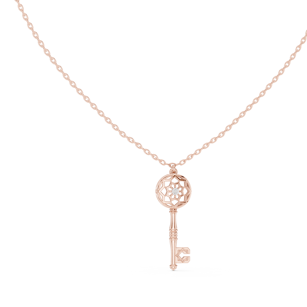 Celestine Diamond Key Pendant