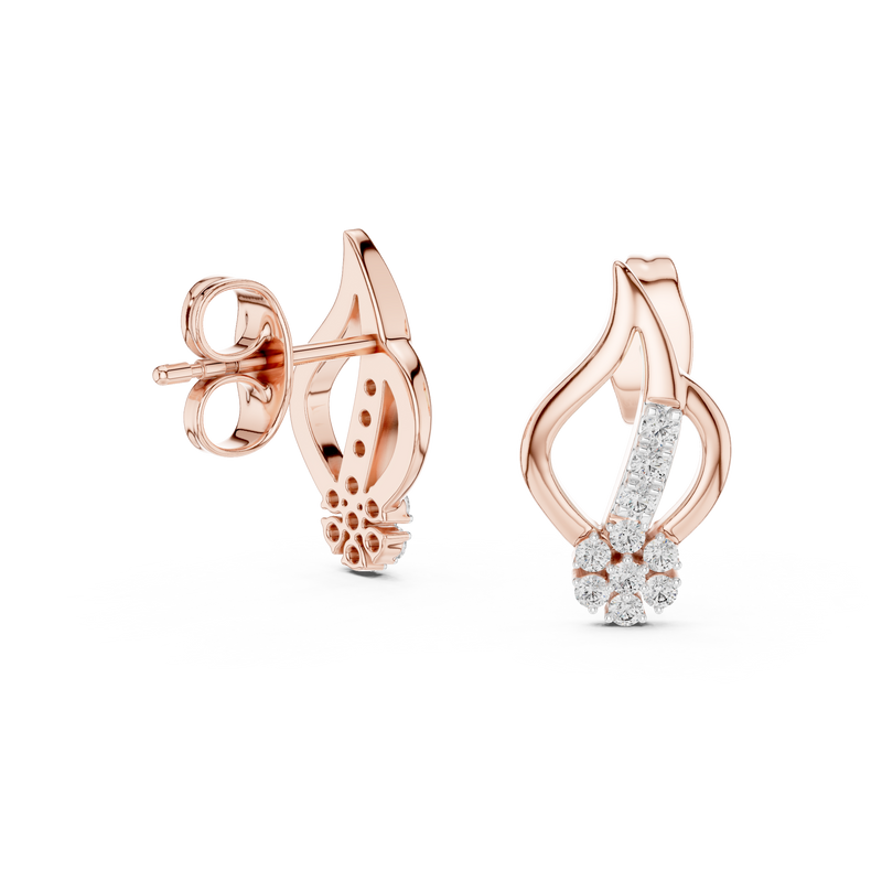 Aurelia Diamond Flame Stud Earrings detail