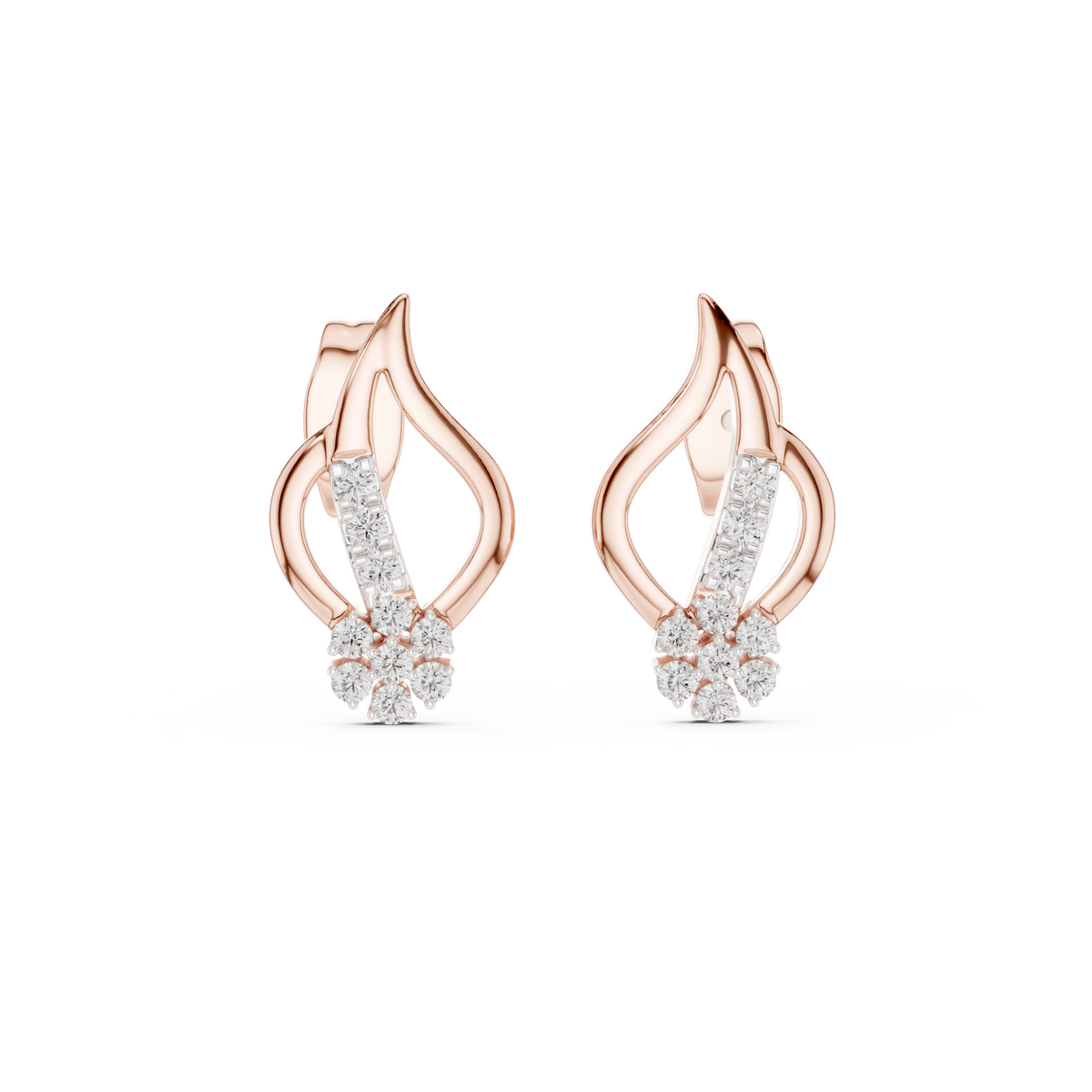 Aurelia Diamond Flame Stud Earrings