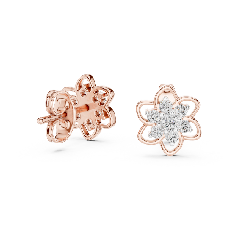 Elara Diamond Flower Stud Earrings detail