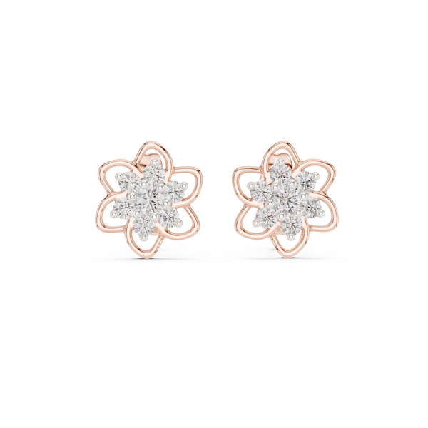 Elara Diamond Flower Stud Earrings