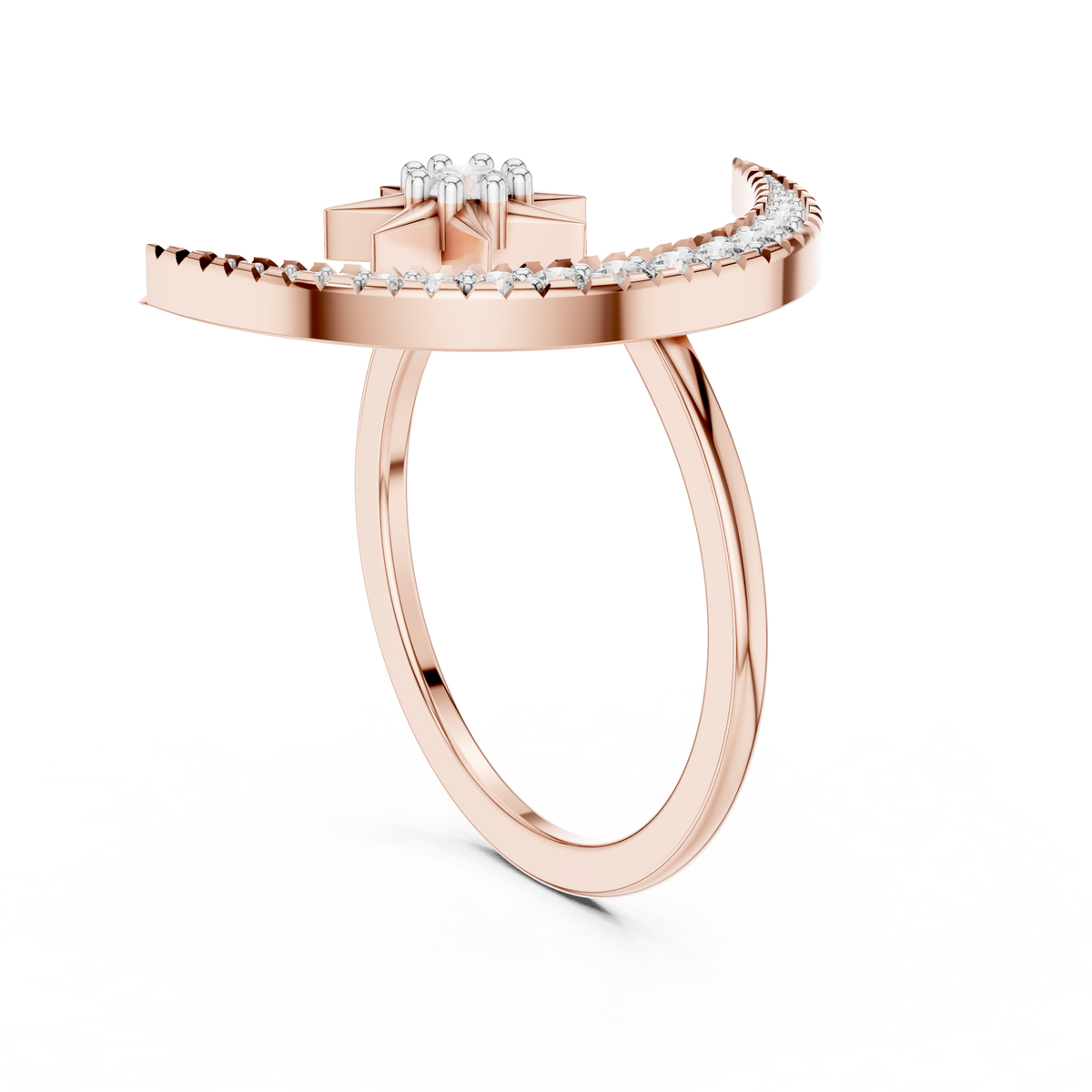Celestine Moon and Star Diamond Ring