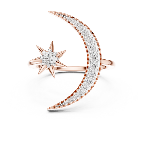 Celestine Moon and Star Diamond Ring