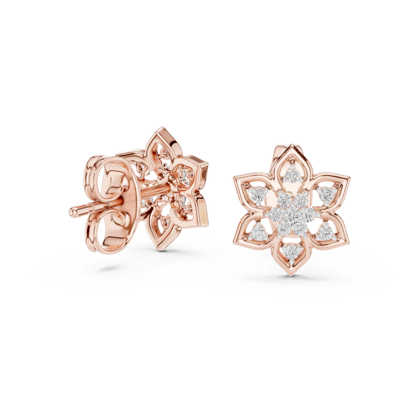 Elara Diamond Floral Stud Earrings