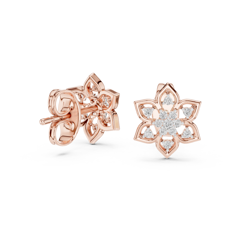 Elara Diamond Floral Stud Earrings detail