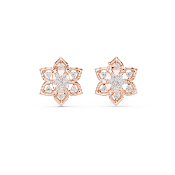 Elara Diamond Floral Stud Earrings