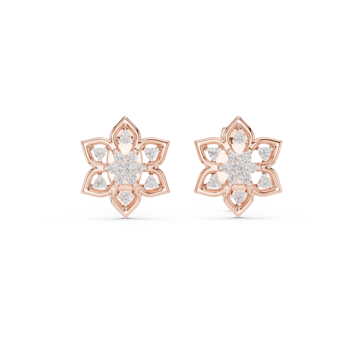Elara Diamond Floral Stud Earrings