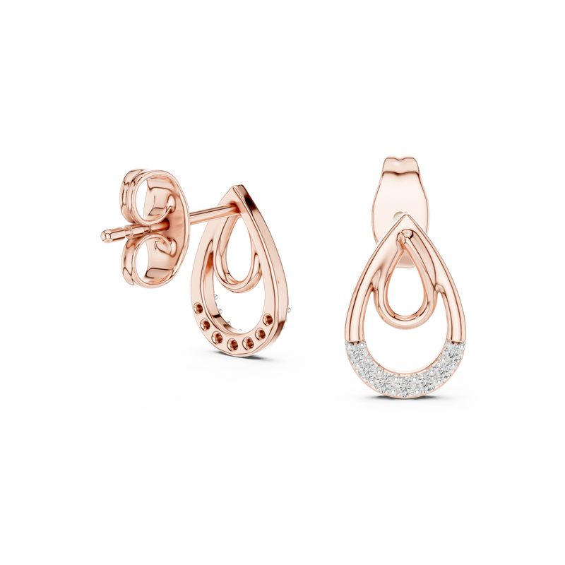 Serena Diamond Double Teardrop Stud Earrings detail