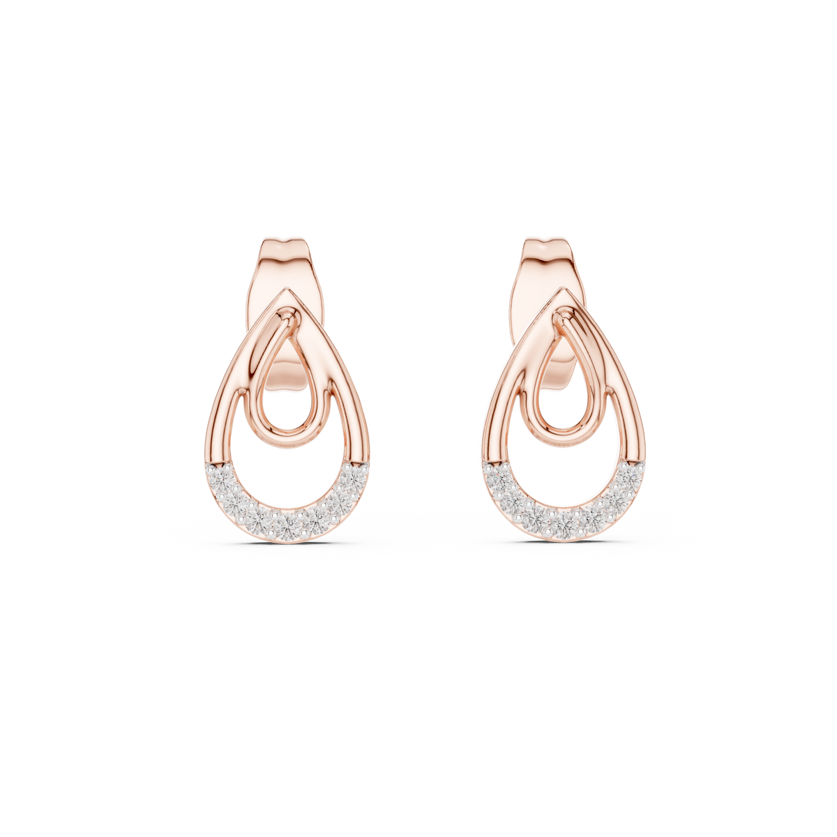 Serena Diamond Double Teardrop Stud Earrings