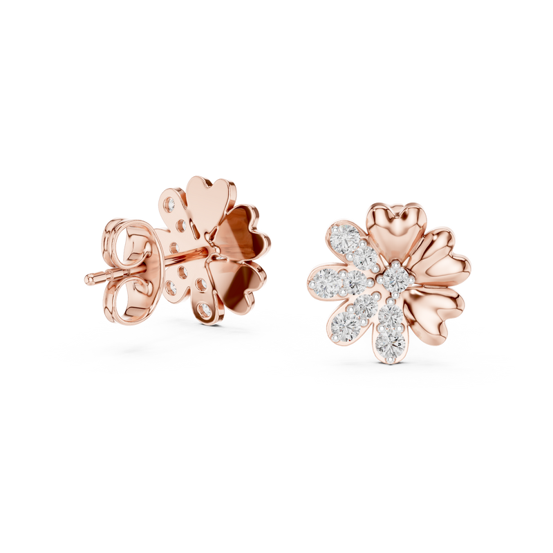 Fiora Diamond Floral Stud Earrings detail