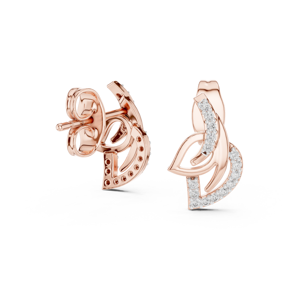 Elara Diamond Leaf Stud Earrings