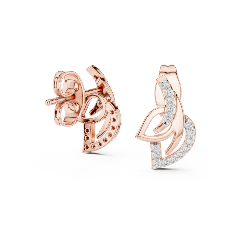 Elara Diamond Leaf Stud Earrings detail