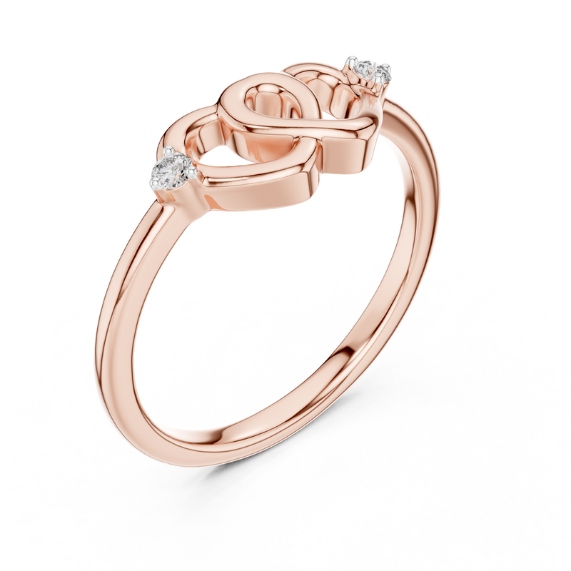 Amorette Interlocking Heart Diamond Ring detail