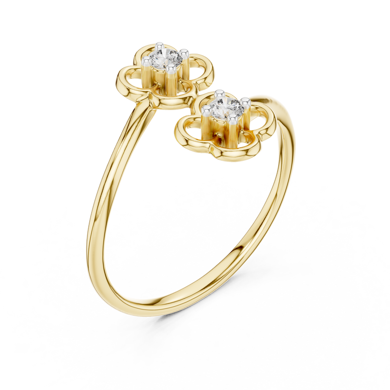 Fleuria Two Diamond Flower Ring detail