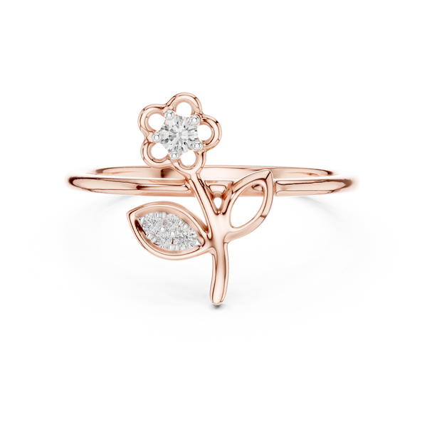 Florielle Diamond Flower & Leaf Ring