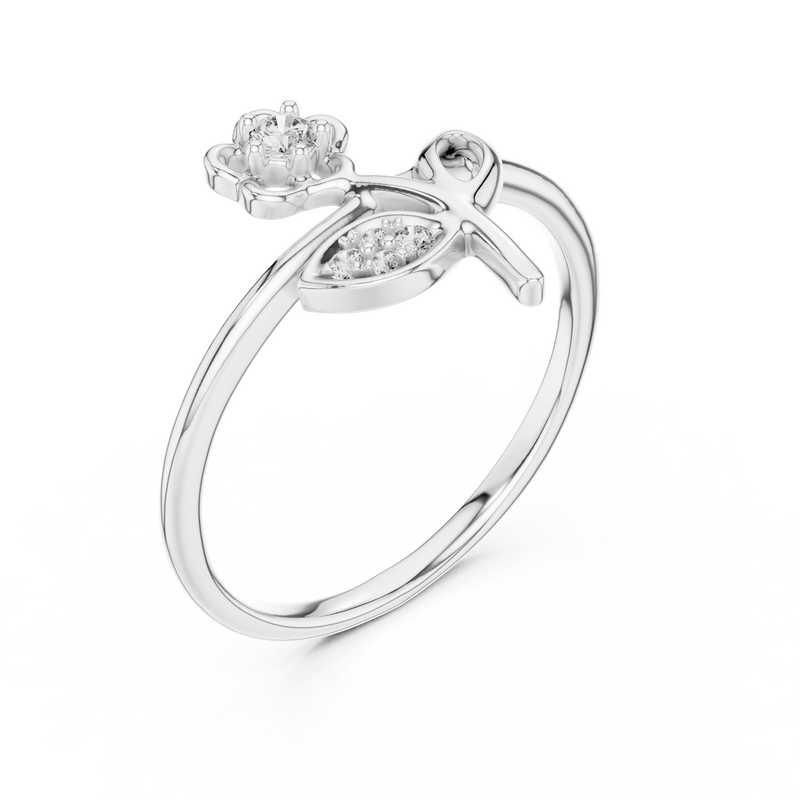 Florielle Diamond Flower & Leaf Ring detail
