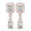 Regal Emerald Halo Drop Diamond Earrings
