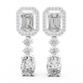 Regal Emerald Halo Drop Diamond Earrings