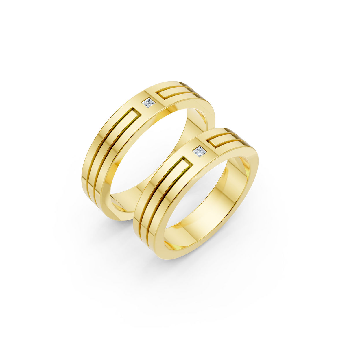 Valen Princess Diamond Wedding Band Set