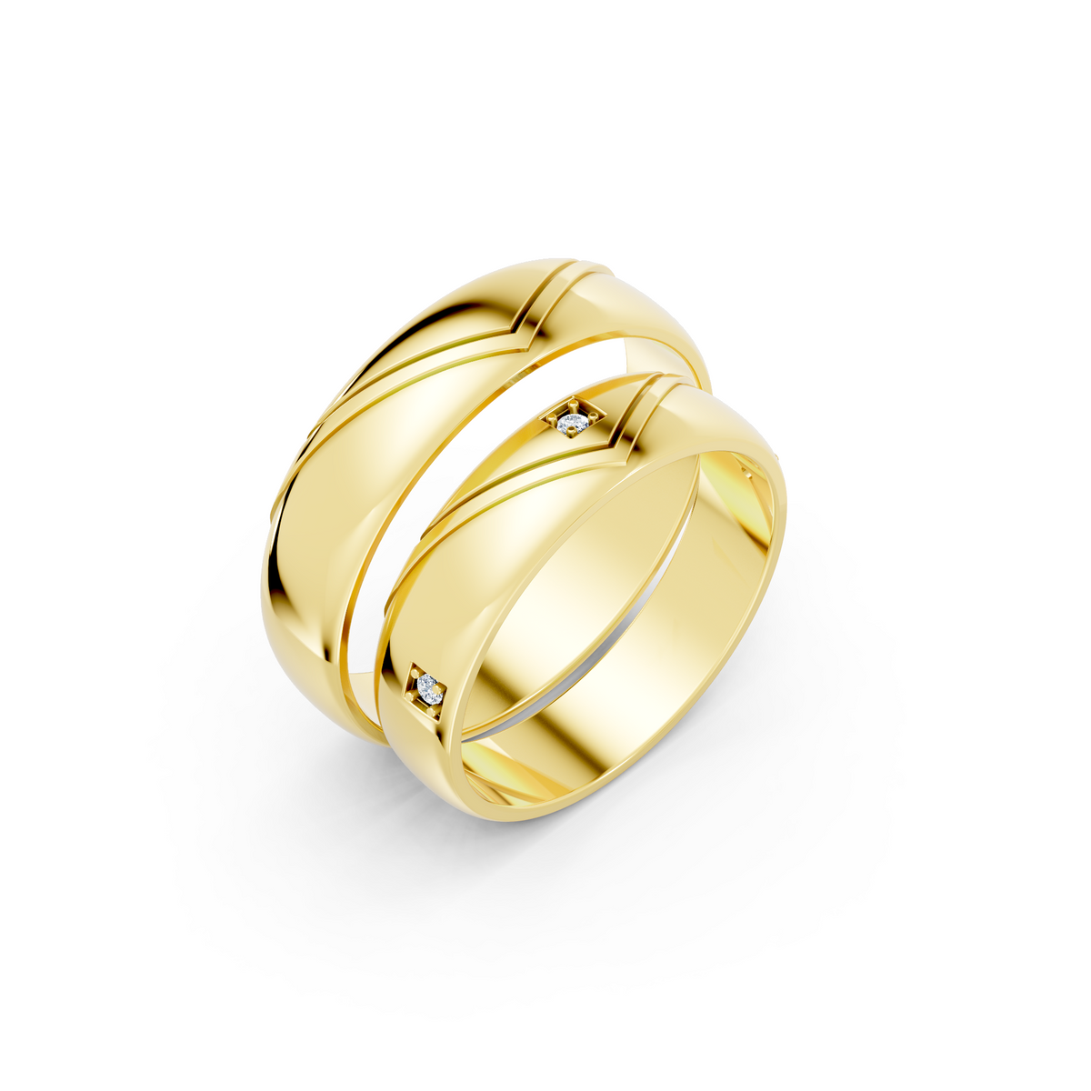Aurelia Diamond Chevron Wedding Band Set