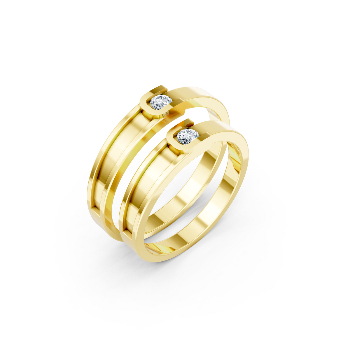 Elara Round Diamond Wedding Band Set
