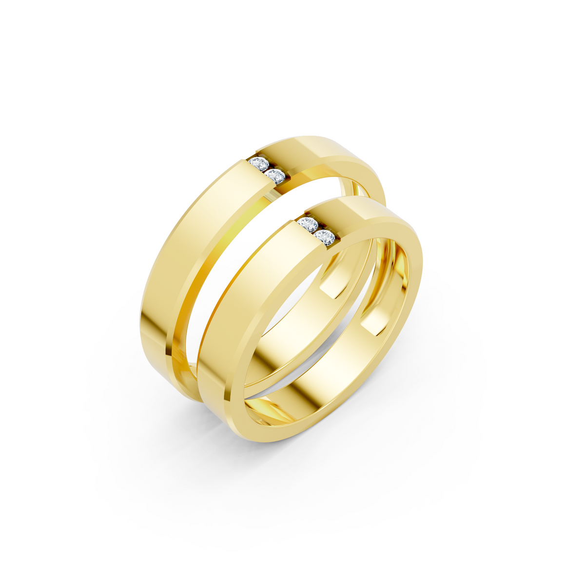 Elara Four Diamond Wedding Band Set