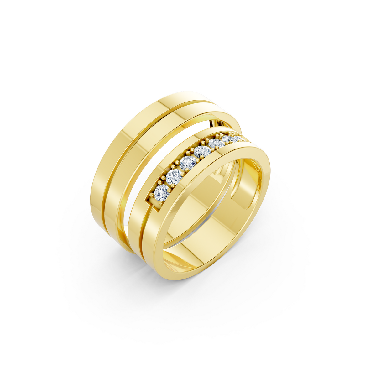 Elowen Seven Diamond Wedding Band Set