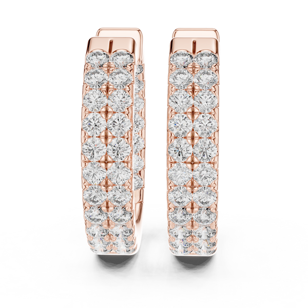 Double Row Pavé Diamond Huggie Earrings
