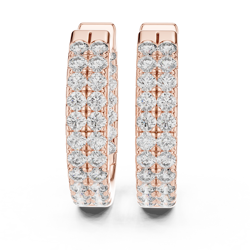 Double Row Pavé Diamond Huggie Earrings detail