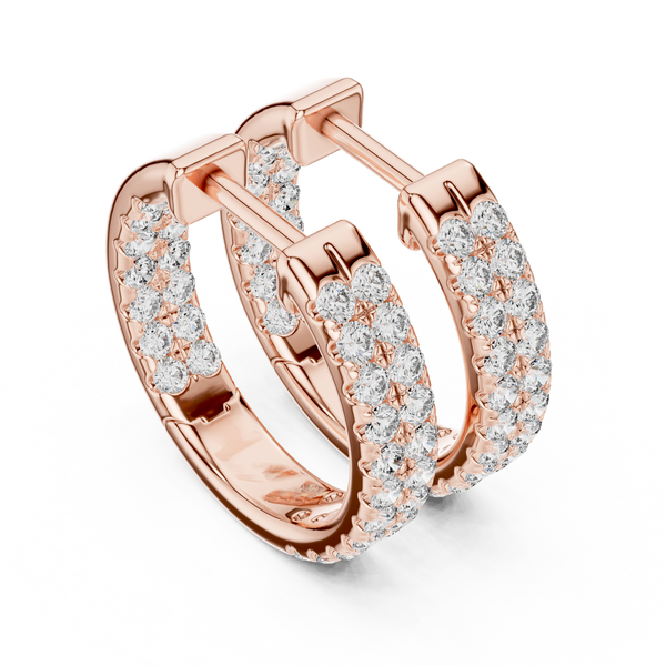 Double Row Pavé Diamond Huggie Earrings