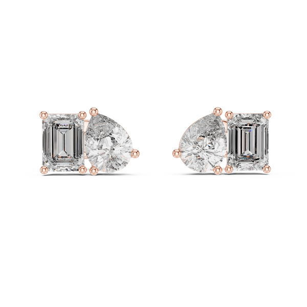 Aurora Emerald & Pear Diamond Stud Earrings