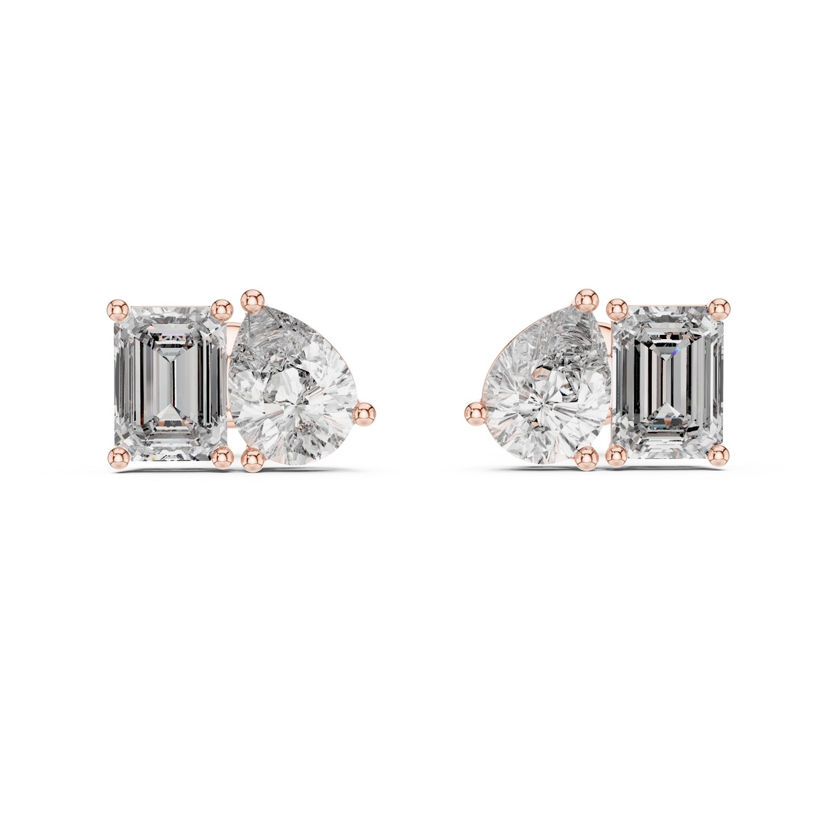 Aurora Emerald & Pear Diamond Stud Earrings