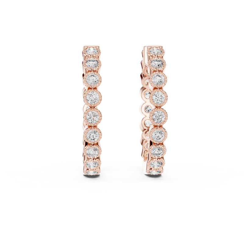 Bezel Halo Diamond Inside-Out Hoop Earrings detail