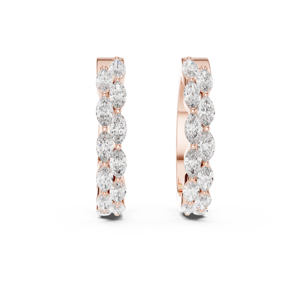 Double Row Marquise Diamond Hoop Earrings