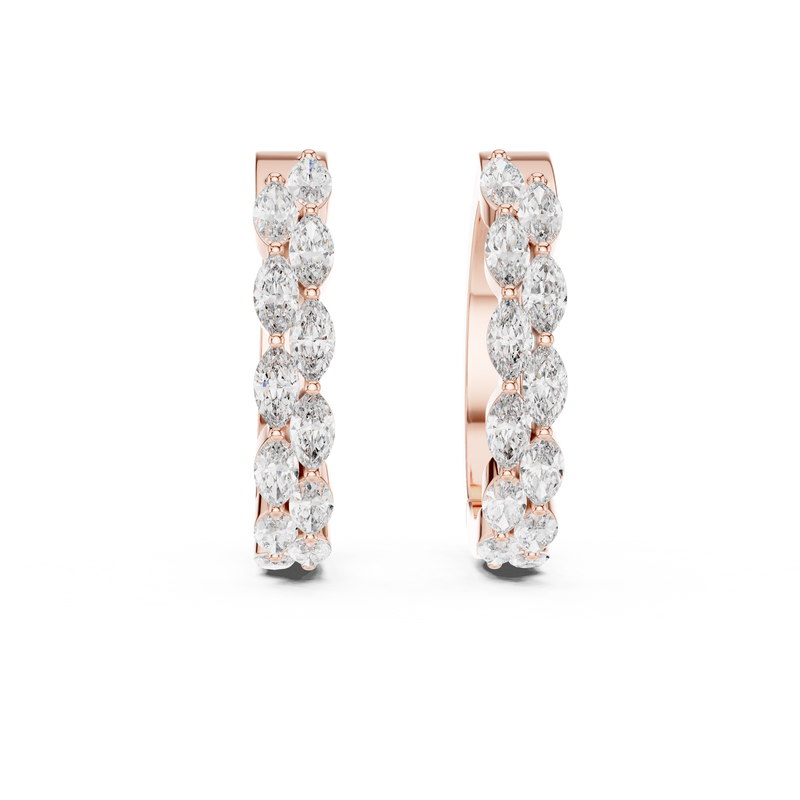 Double Row Marquise Diamond Hoop Earrings detail