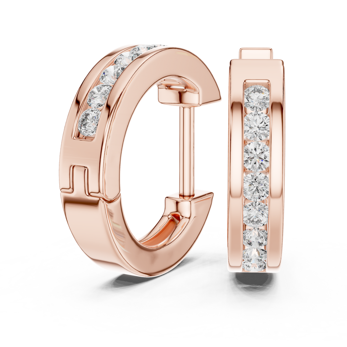 Inset Diamond Huggie Earrings