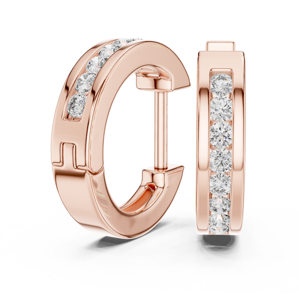 Inset Diamond Huggie Earrings