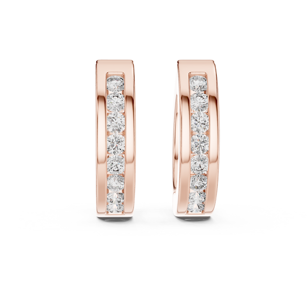 Inset Diamond Huggie Earrings